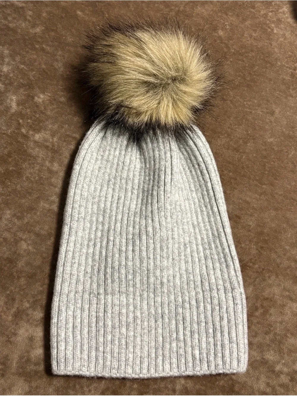 Abercrombie & Fitch Gray Ribbed Wool Pom Beanie